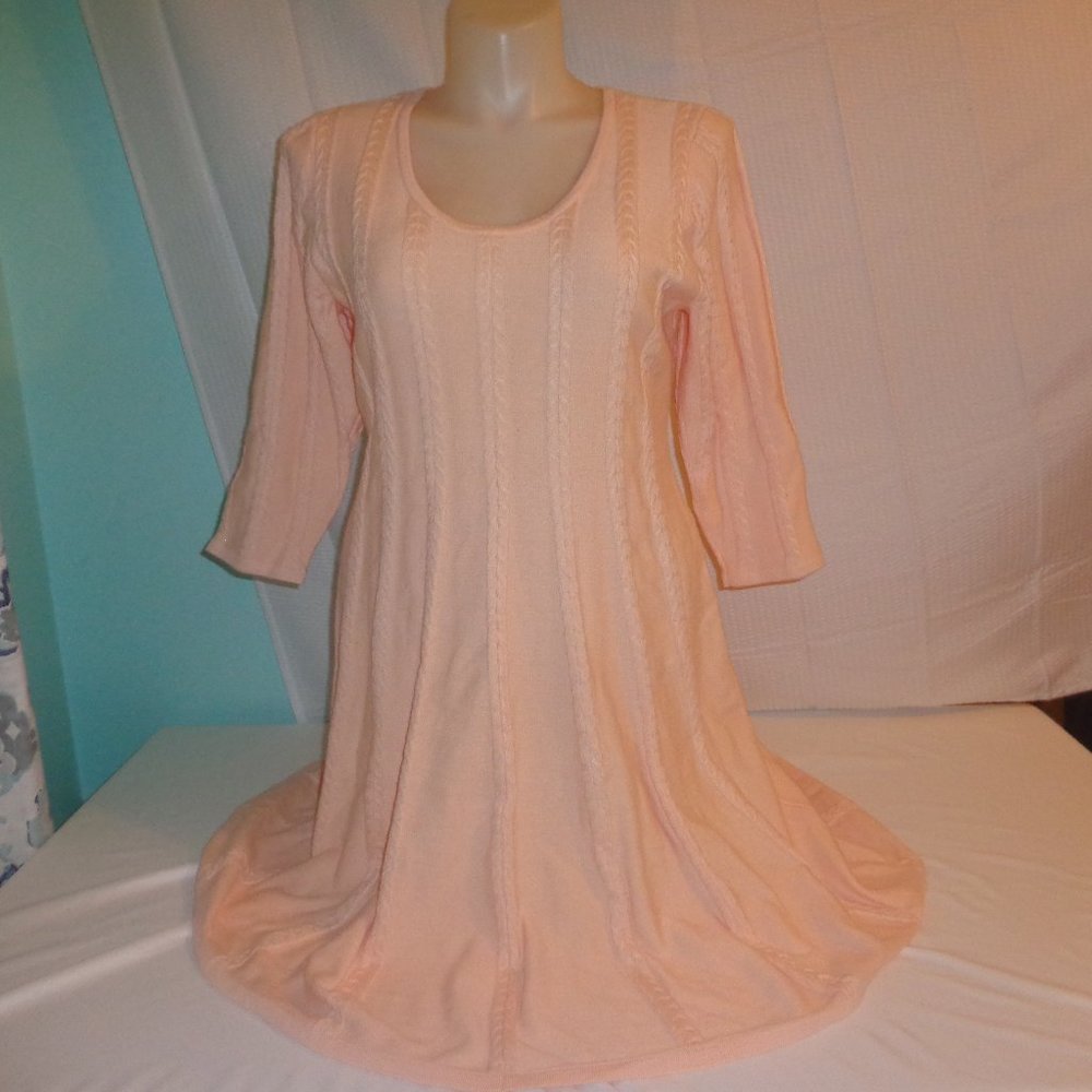 Torrid 2X (18/20) Sweater Dress Skater Peach Blush Pink Cable Knit Stretch Flare - Picture 4 of 4